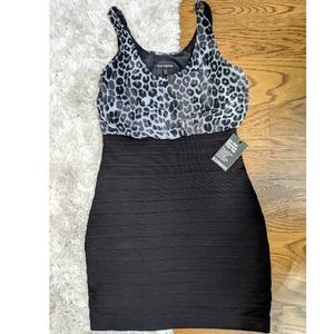 NWT Express Leopard Black Dress